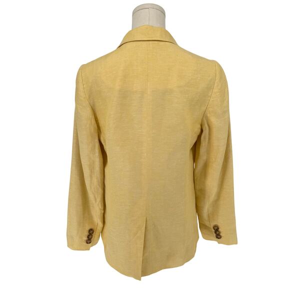 Talbots Butter Yellow Linen Blazer Jacket Women's Size 6P Casual Summer Colorful - Picture 3 of 6